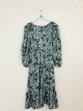 Load image into Gallery viewer, Zara Women’s Floral Ruffle Midi Smock Dress | L | Blue Black
