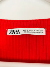 Load image into Gallery viewer, Zara Womens Ribbed Knit Long Sleeve Top | S | Red
