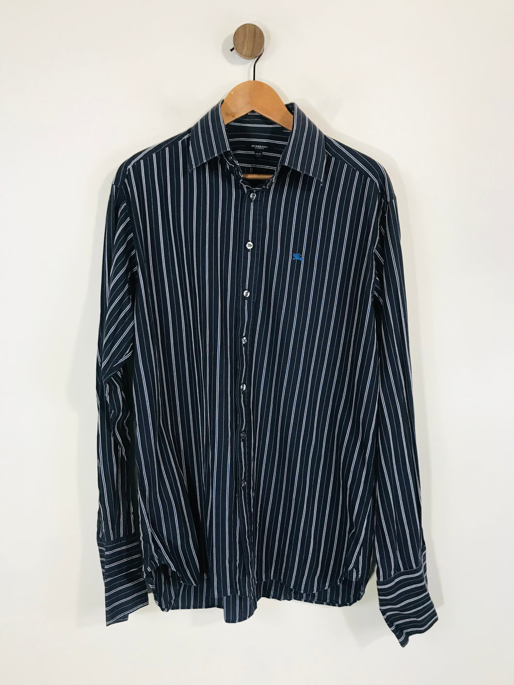 Burberry Men's Cotton Striped Button-Up Shirt | 42 | Blue