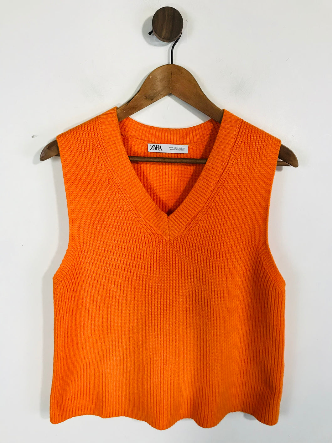 Zara Women's V-Neck Vest | M UK10-12 | Orange