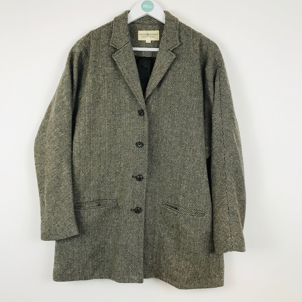 Denim & Supply Ralph Lauren Womens Tweed Overcoat | L | Grey