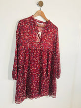 Load image into Gallery viewer, Zara Women&#39;s Long Sleeve Floral A-Line Dress NWT | L UK14 | Red
