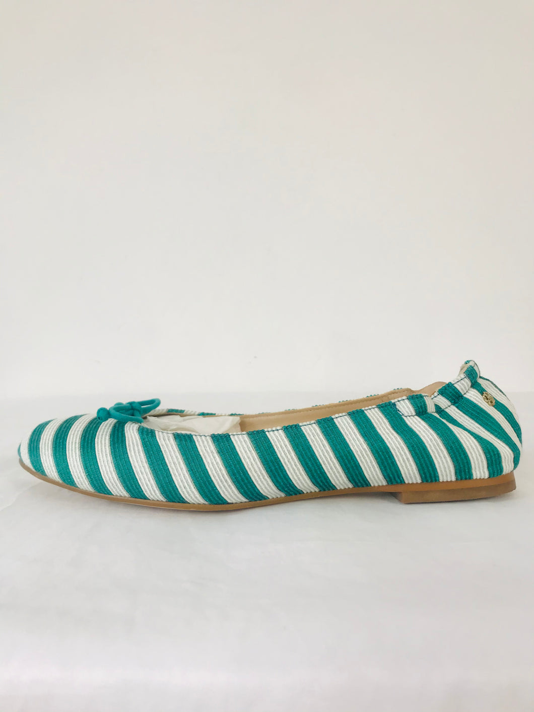 L.K. Bennett Women’s Slip On Stripe Ballet Pump Flats | UK6 EU39 | Green