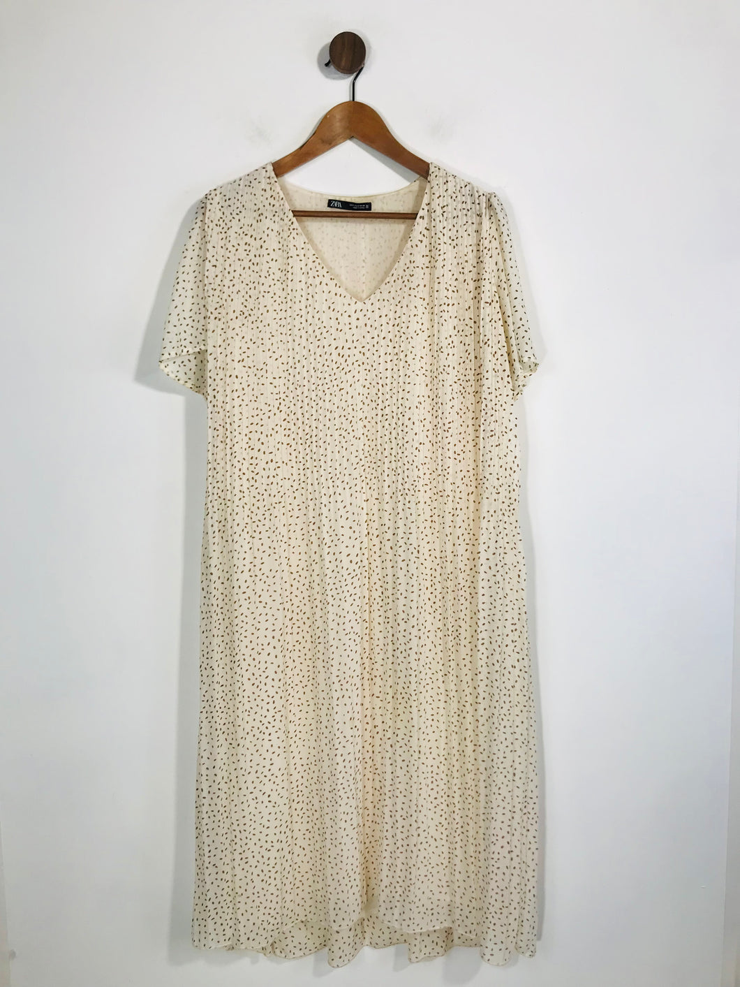 Zara Women's Pleated Maxi Dress | S UK8 | Beige