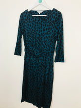 Load image into Gallery viewer, L.K. Bennett Women’s Fitted Animal Print Dress | UK 14 | Blue and Black
