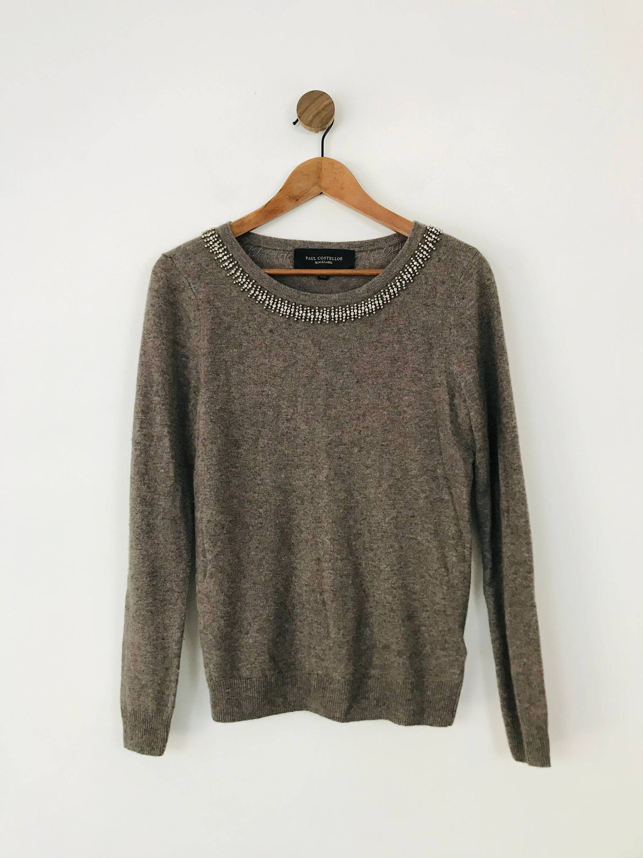 Paul Costelloe Women s Beaded Jumper S UK8 Grey ReThread