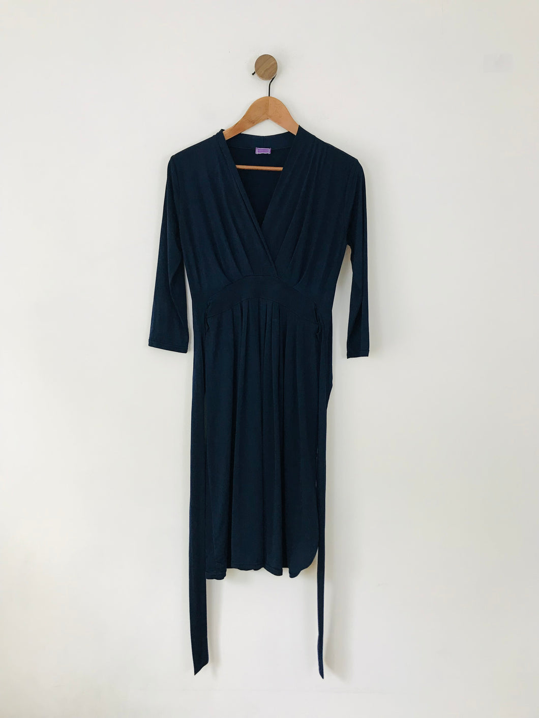 Ingenue Women's V Neck Pleated A-Line Dress | UK10 | Blue