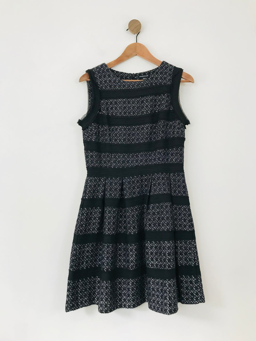 Warehouse Women's Striped Knit A-Line Dress | UK12 | Blue