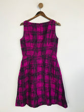 Load image into Gallery viewer, L.K. Bennett Women&#39;s Silk Check Gingham A-Line Dress | UK12 | Purple
