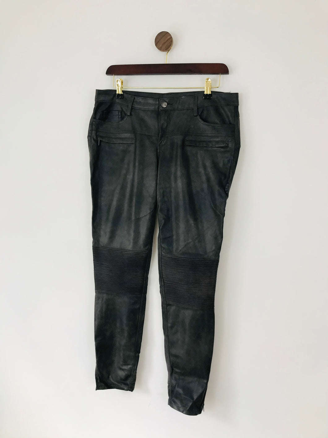 Zara Women’s Slim Faux Leather Look Trousers | M UK10-12 | Grey