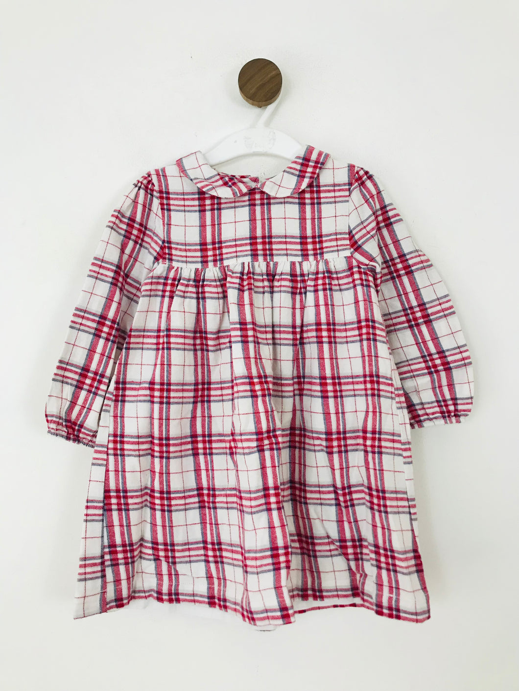 The Little White Company Kid's Check Gathered A-Line Dress | 2-3 Years | Red