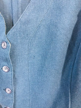 Load image into Gallery viewer, Gudrun Sjoden Women&#39;s Linen Waistcoat Jacket | L UK14 | Blue
