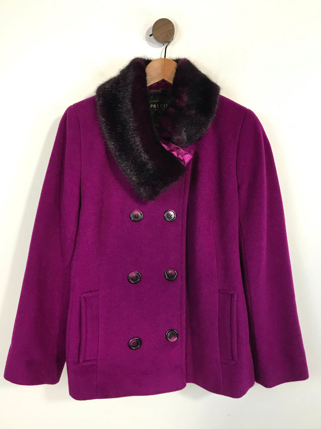 Precis Petite Women's Cashmere Wool Peacoat Coat | UK12 | Purple