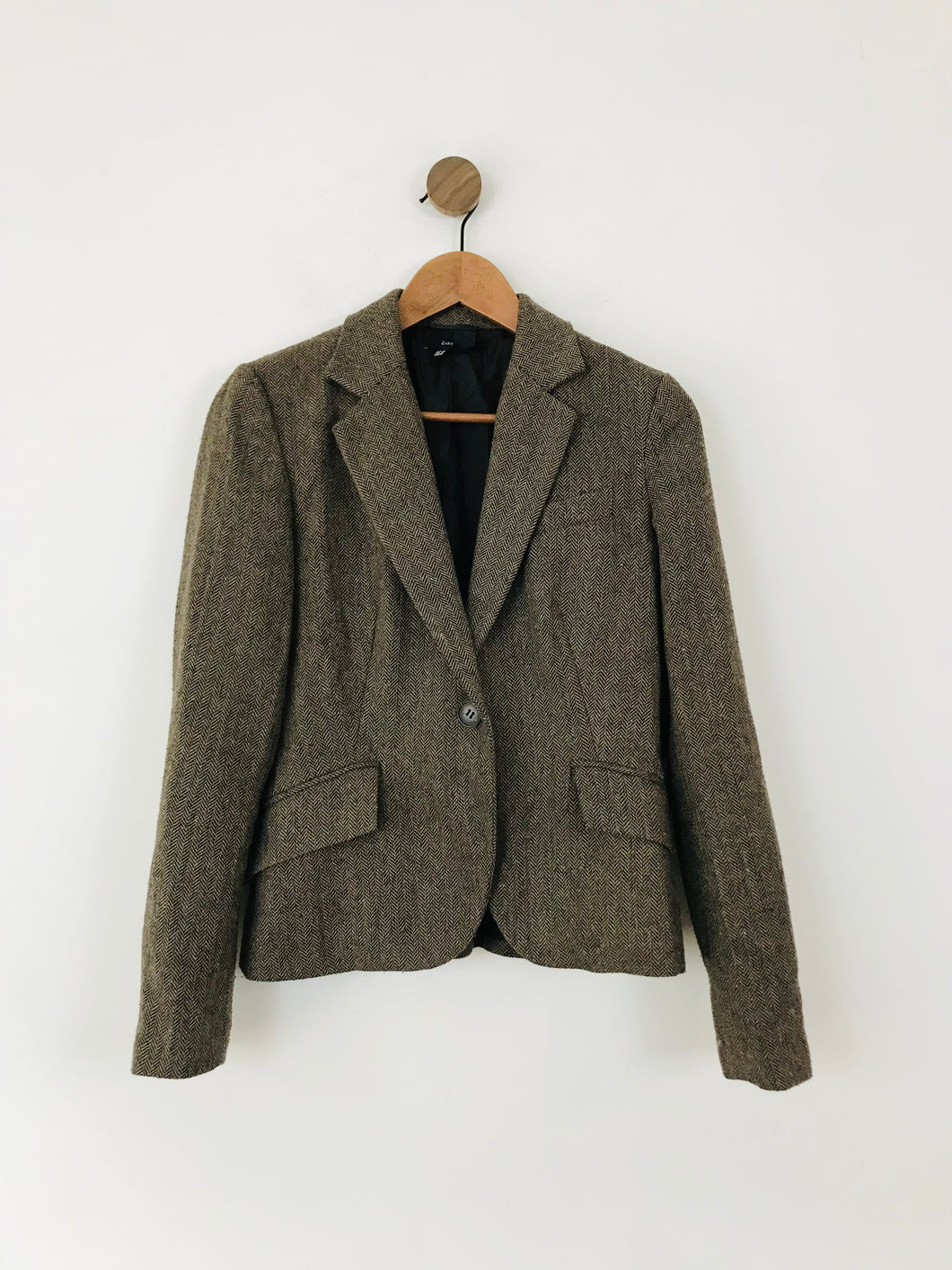 Zara Women's Faux Tweed Blazer Jacket | M UK10-12 | Brown