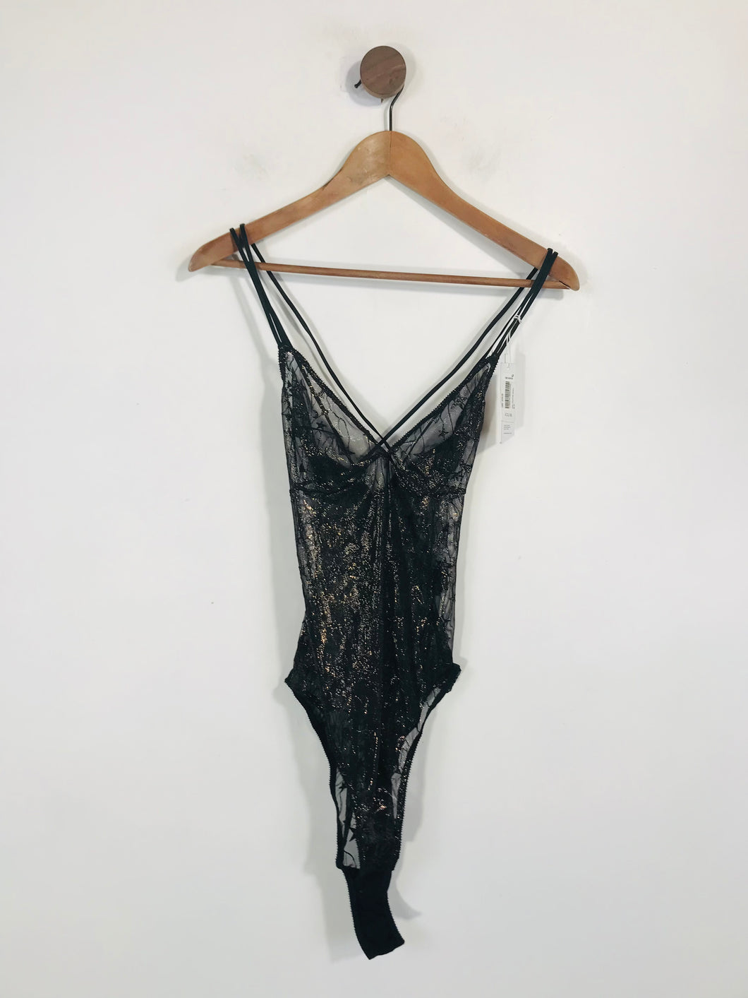 And/Or John Lewis Women's Sheer Embroidered Bodysuit Tank Top NWT | M UK10-12 | Black