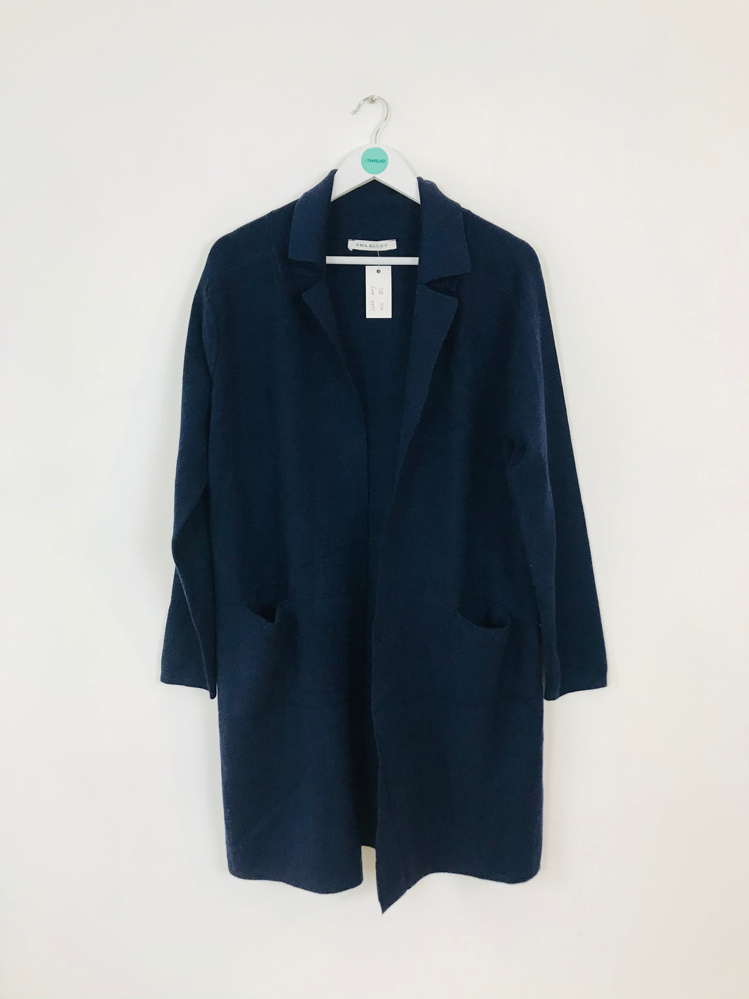 Ema Blue’s Women’s Long Knit Open Cardigan Coat NWT | M/L | Navy Blue