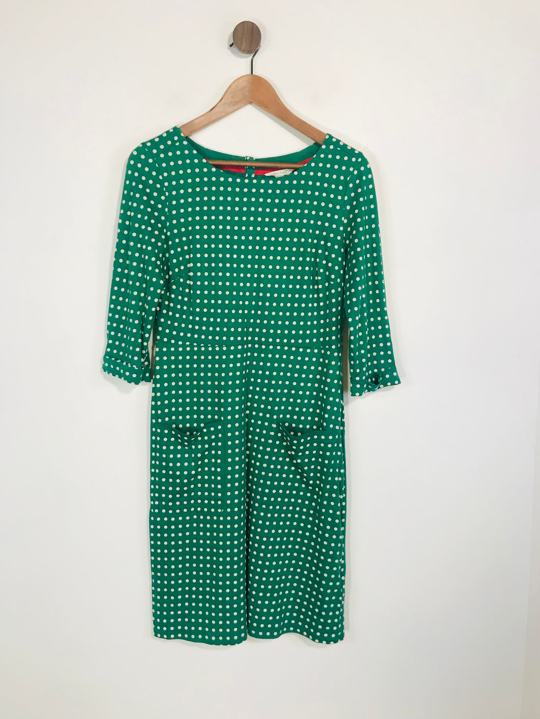 Boden Women's Polka Dot Sheath Dress | UK12 | Green