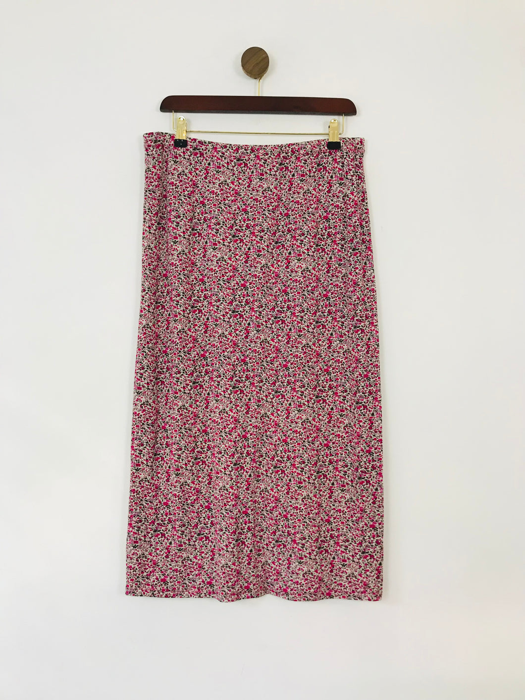 Myrine Antwerp Women's Floral Straight Midi Skirt | L UK14 | Pink