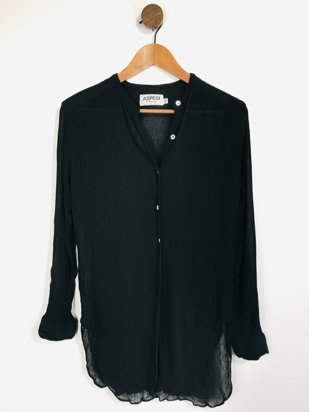 Aspesi Women's Sheer Button-Up Shirt | IT42 UK10 | Black