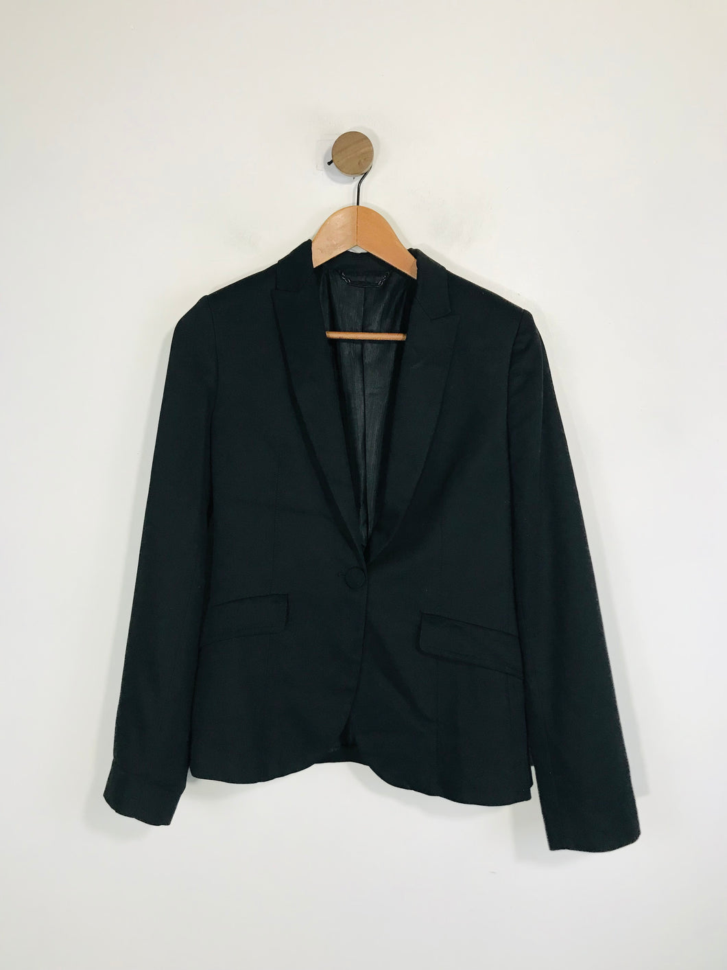 Mango Women's Wool Blazer Jacket | EU38 UK10 | Black