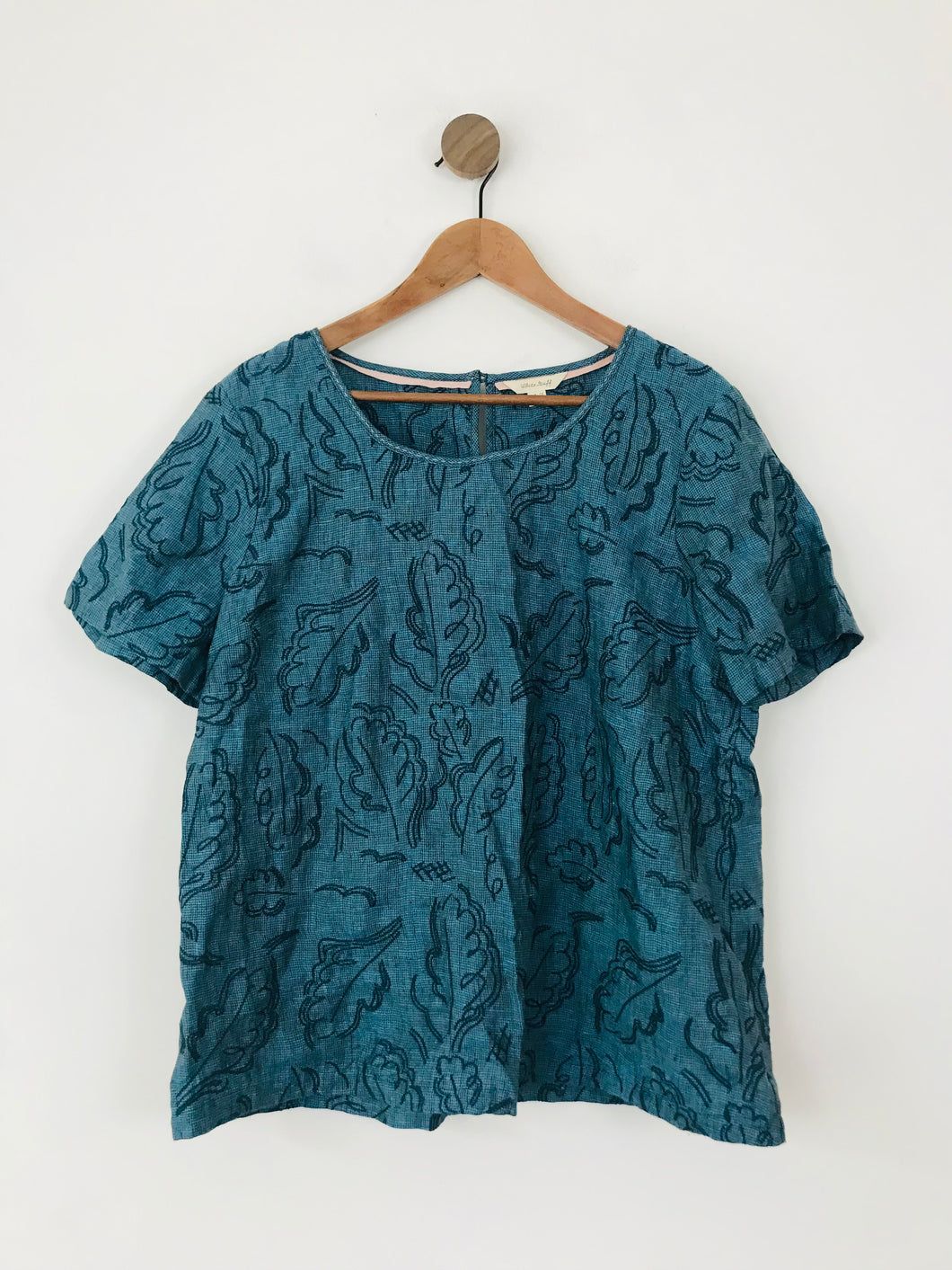White Stuff Women's Linen Embroidered Blouse | UK16 | Blue