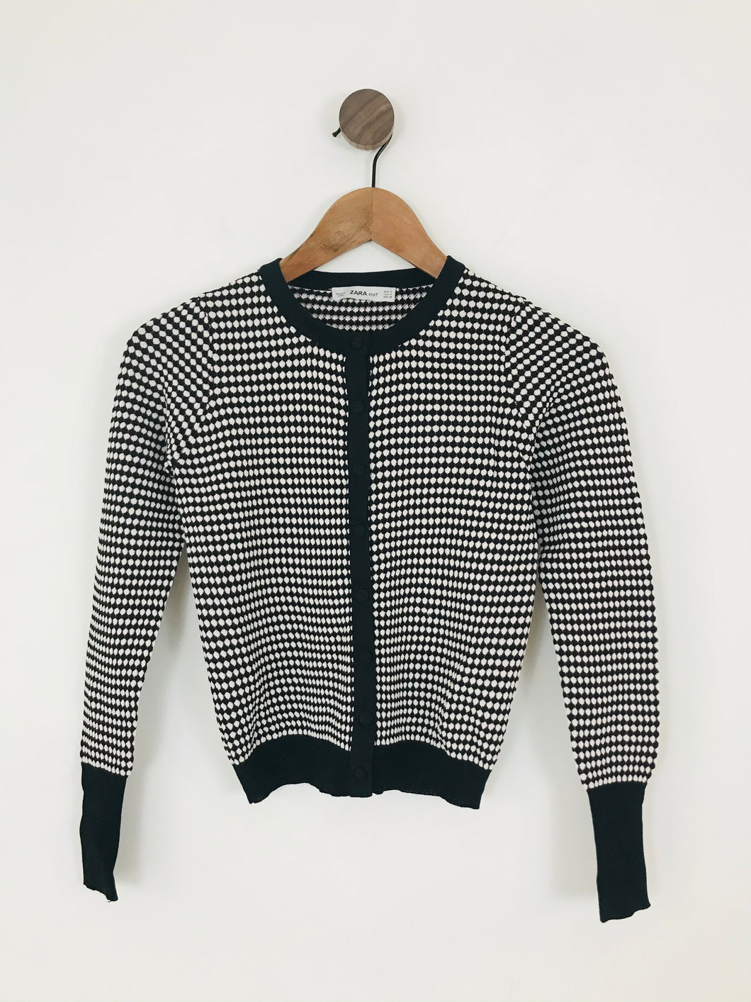 Zara Women’s Knit Cardigan | S UK8 | Black White