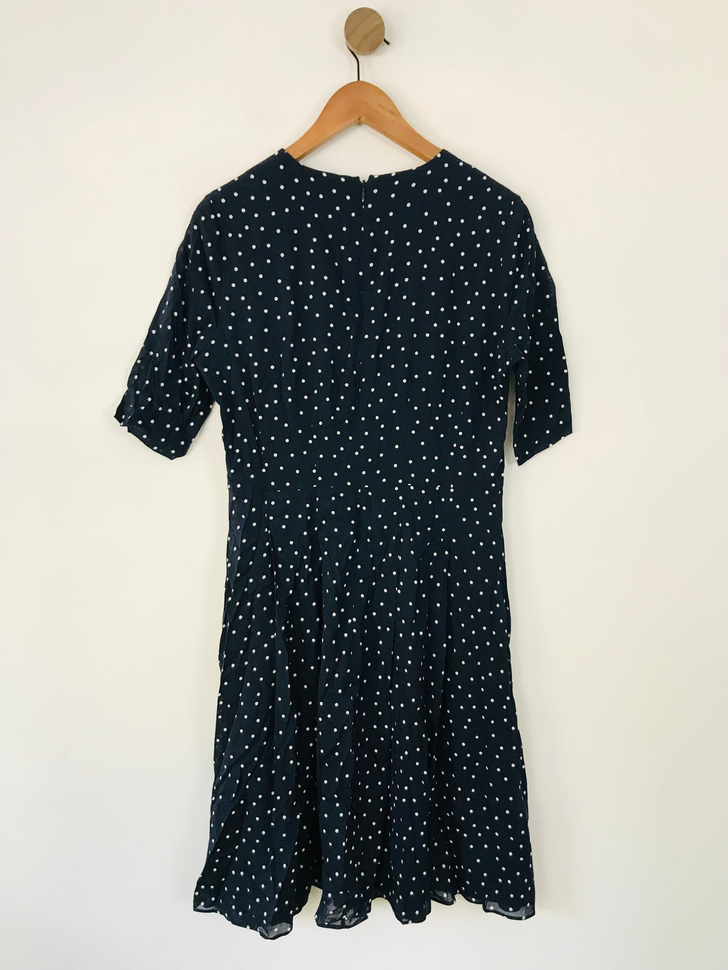Jigsaw Women's Silk Polka Dot A-Line Dress | UK14 | Blue