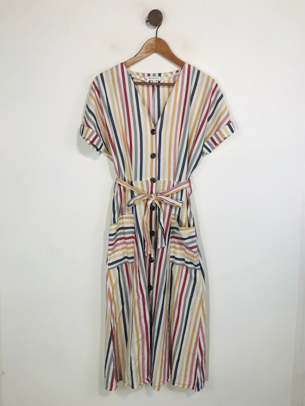 Warehouse Women's Striped Midi Dress | UK12 | Multicoloured
