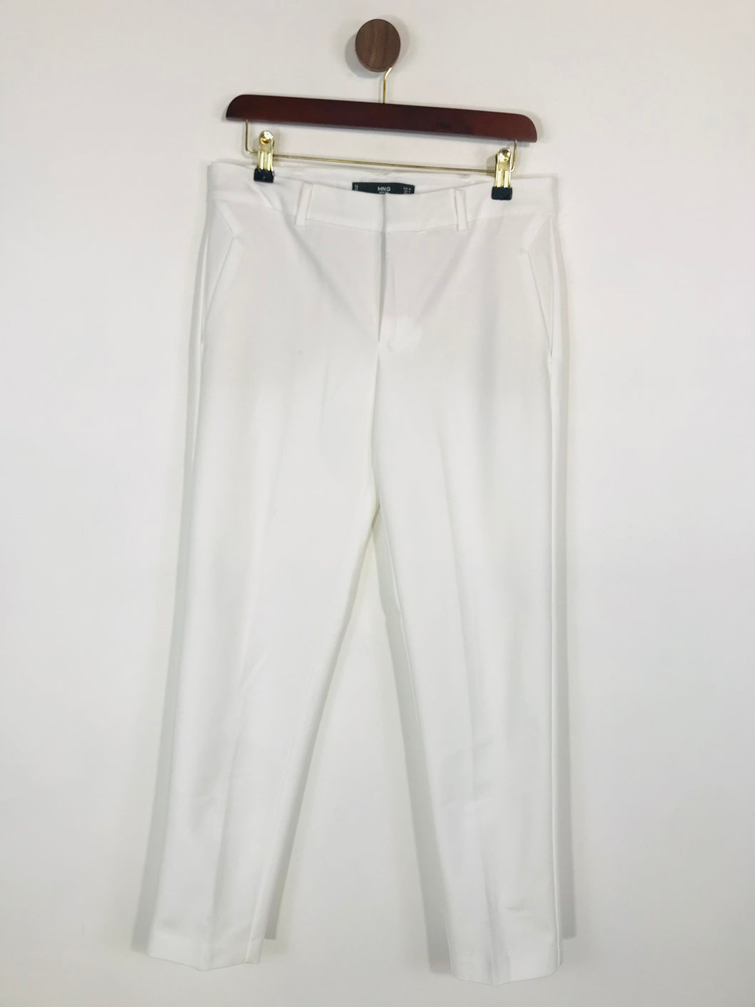 Mango Women's High Waisted Tapered Smart Trousers | EU38 UK10 | White