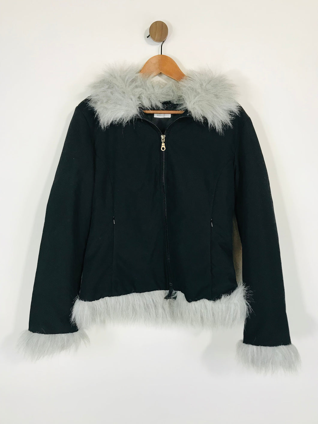 Warehouse Women's Fur Anorak Jacket | UK12 | Black