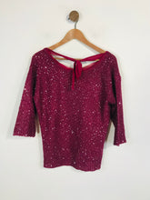Load image into Gallery viewer, Monsoon Women&#39;s Knit Sequin Blouse | M UK10-12 | Burgundy
