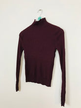 Load image into Gallery viewer, Zara Womens Rib Polo Turtle Neck Knit Top | EU S UK8 | Burgundy Red
