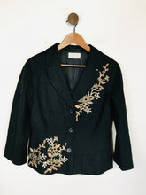 Load image into Gallery viewer, Precis Women&#39;s Linen Embroidered Blazer Jacket | UK12 | Black

