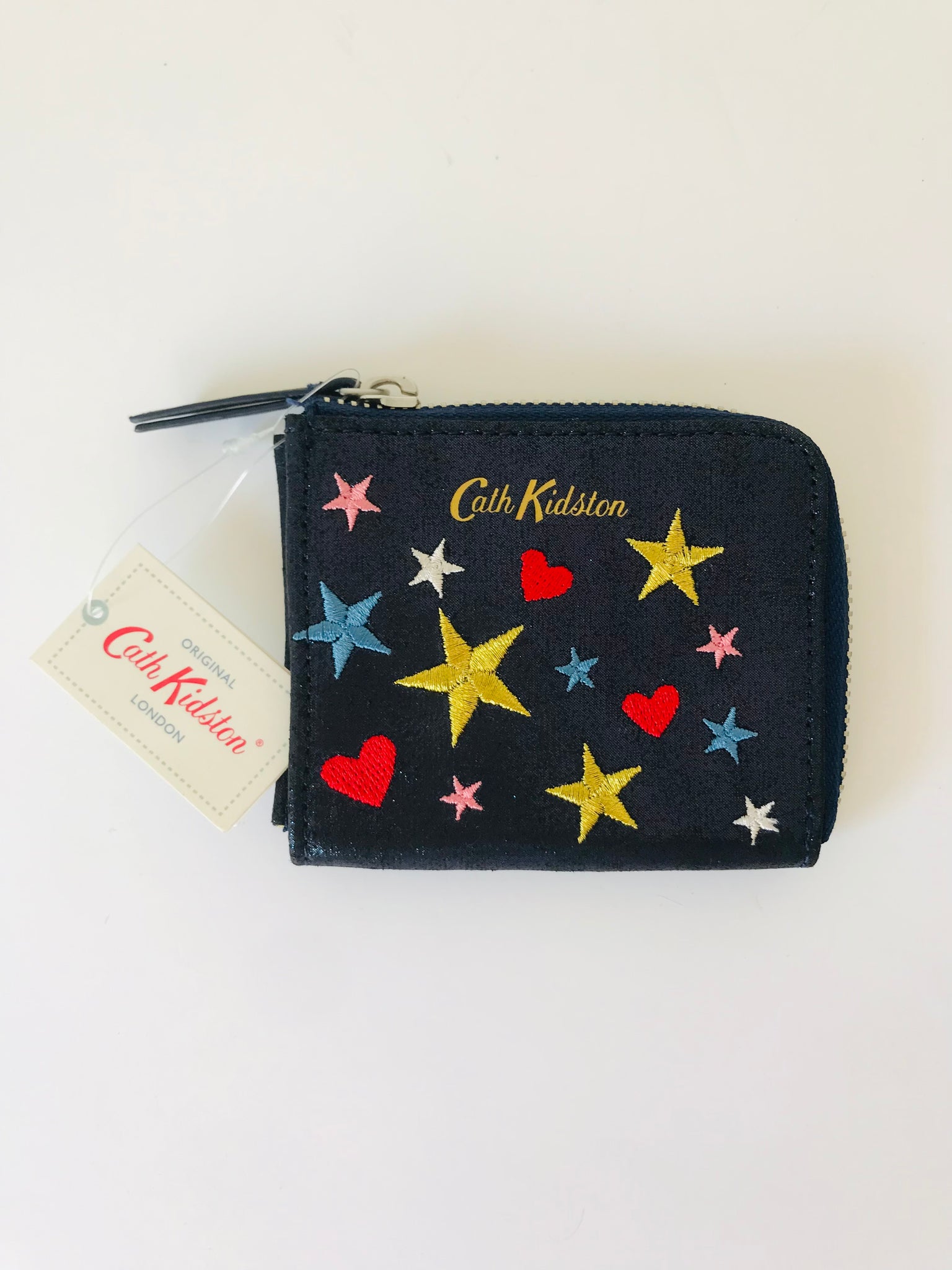 cath kidston folded zip wallet button spot cranberry – Penny Royal Gifts