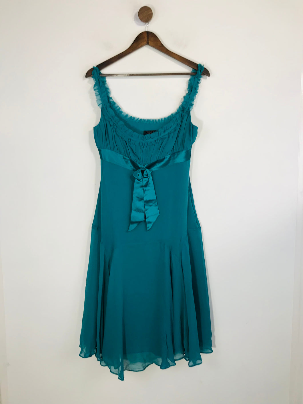 Ted Baker Women's Silk Ruched Midi Dress | 3 UK12 | Blue