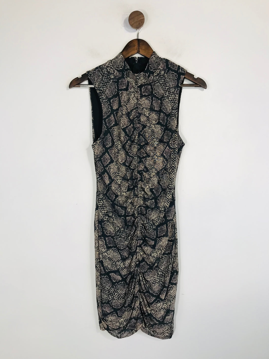 GBG Women's Snakeskin Ruched Mini Dress | M UK10-12 | Brown