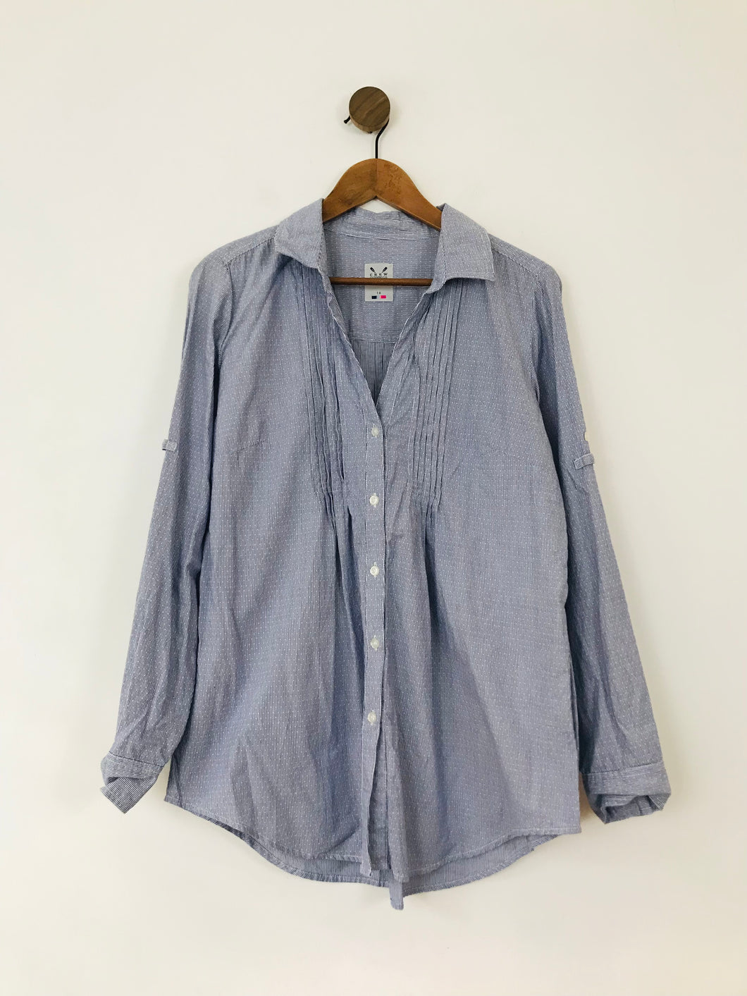 Crew Clothing Women's Pleated Button-Up Shirt | UK16 | Blue