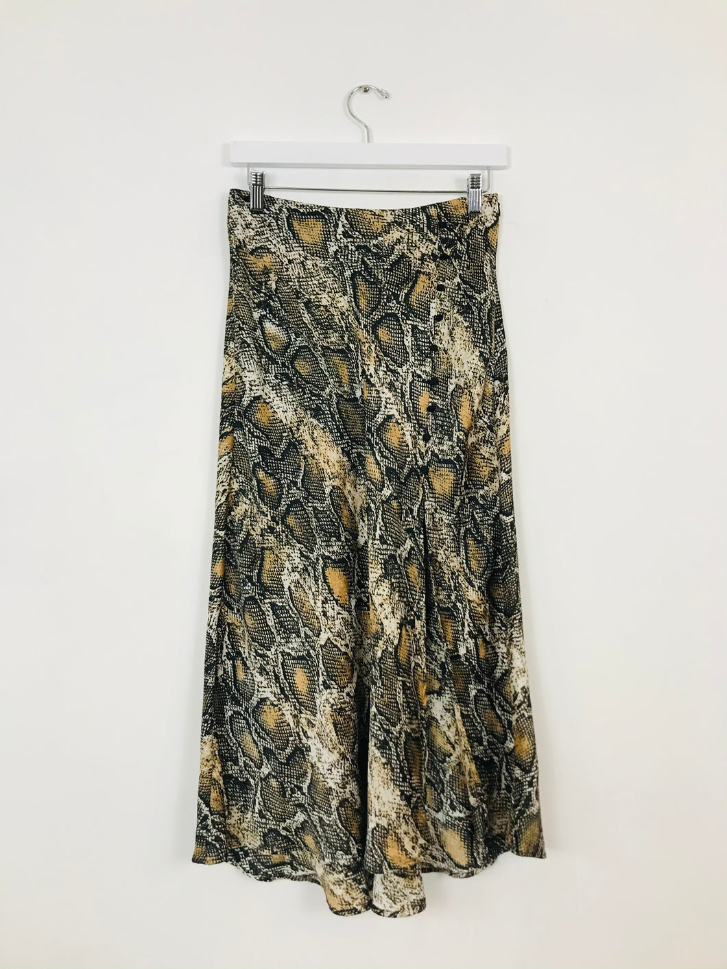 Zara Womens Snakeskin Midi Skirt | S UK8 | Brown