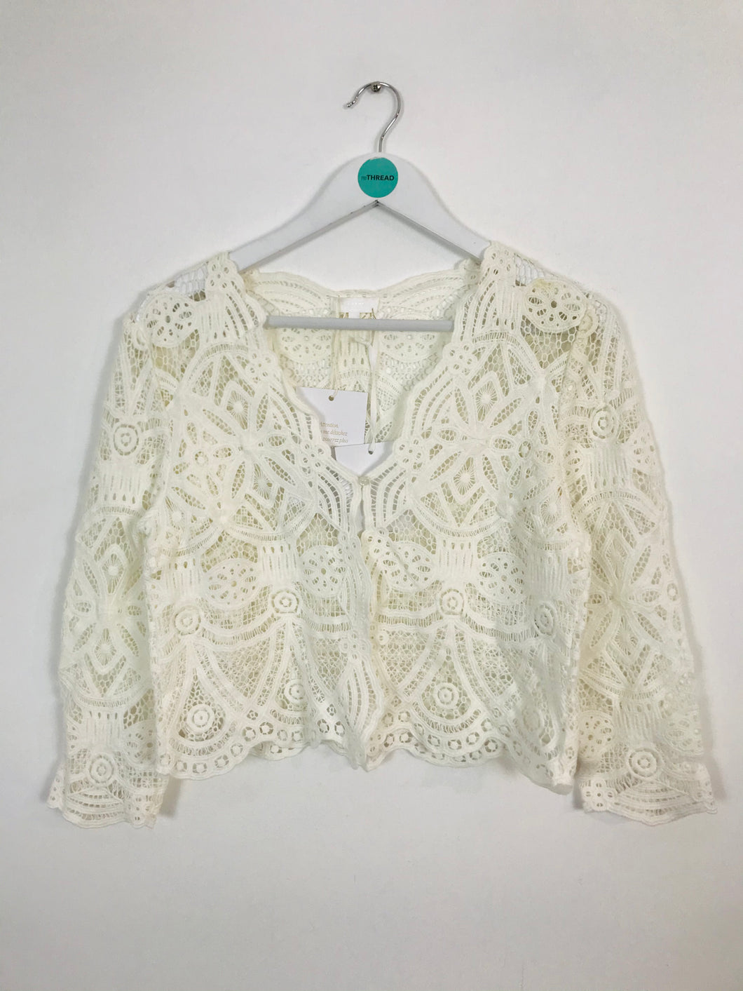 Sezane Women’s Cropped Lace Jacket Top With Tags | M UK10-12 | White