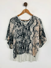 Load image into Gallery viewer, Zara Women&#39;s Snakeskin V-Neck T-Shirt | M UK10-12 | Grey
