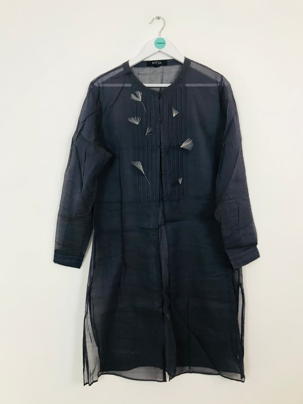 Nitya Women’s Light Kaftan Long Sleeve Shirt Dress | 46 UK18 | Blue