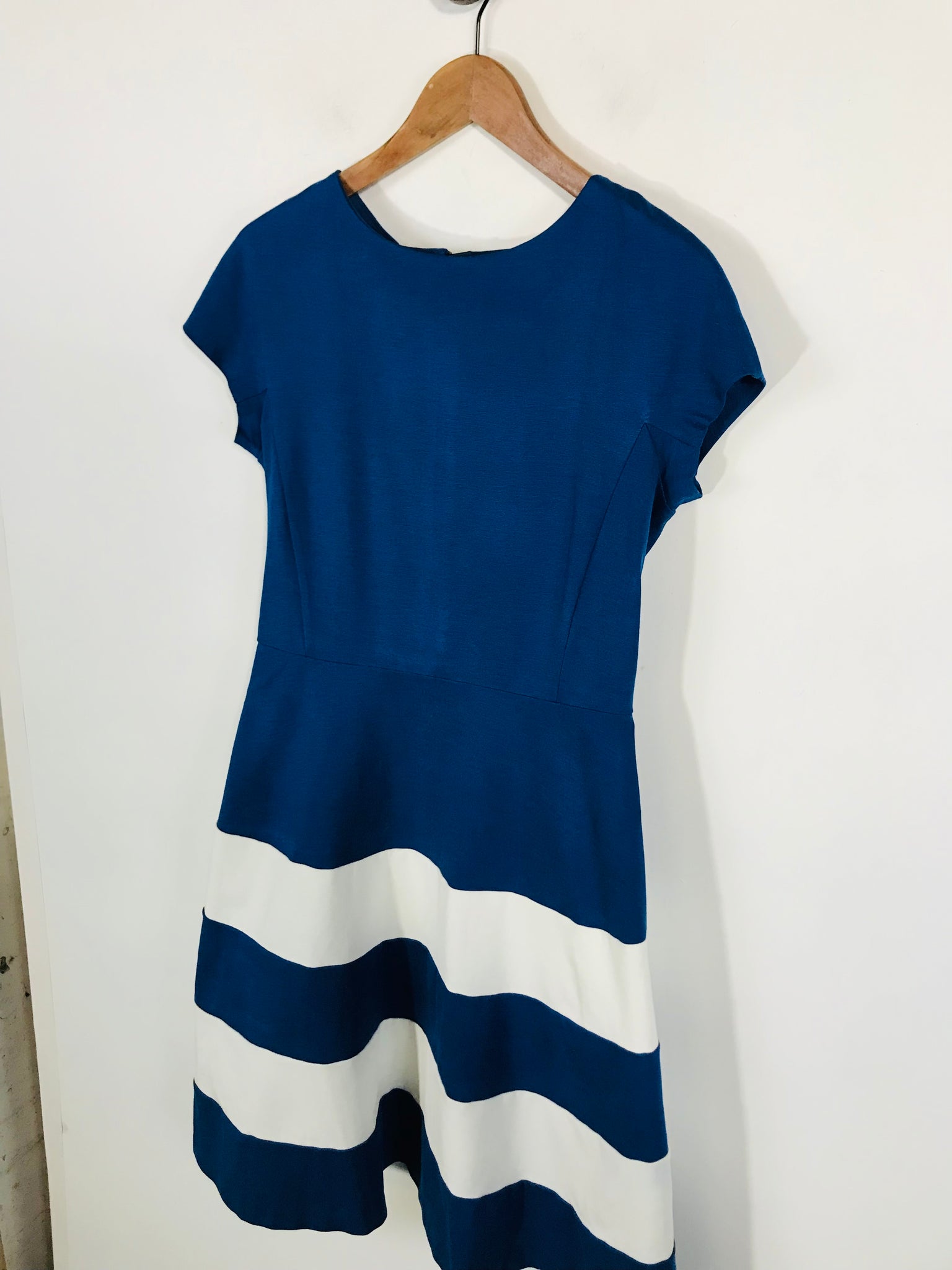 Hobbs Women's Colour Block Striped A-Line Dress | UK12 | Blue ReThread Hobbs Women's Colour Block Striped A-Line Dress | UK12 | Blue ReThread