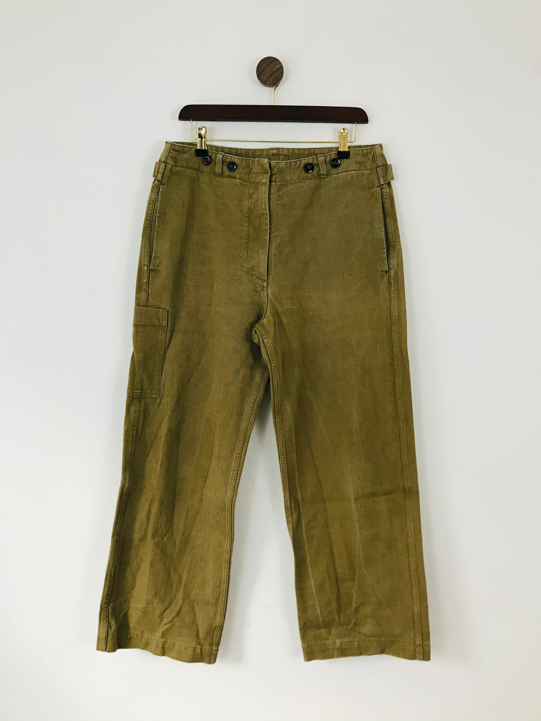 Margaret Howell Women’s High Waisted Wide Leg Cargo Jeans | UK12 M | Green