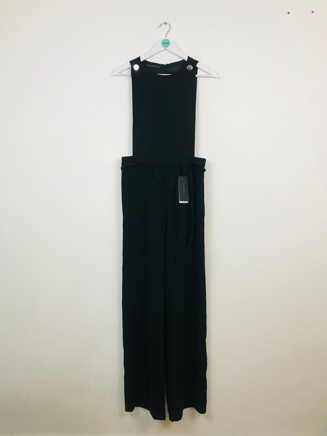 Zara Womens Wide Leg Pinafore Jumpsuit NWT | UK10 | Black