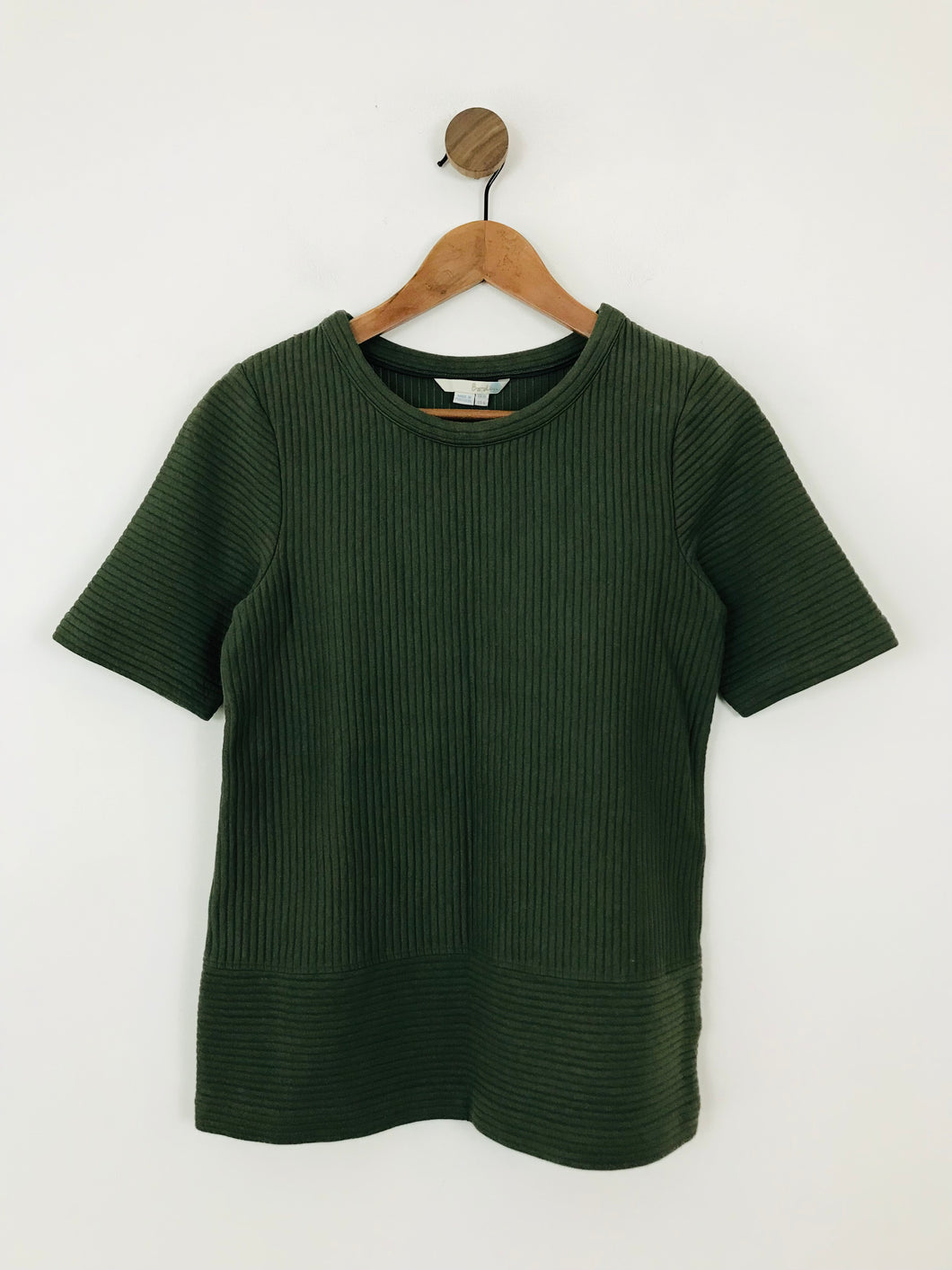 Boden Women's Ribbed T-Shirt | UK10 | Green