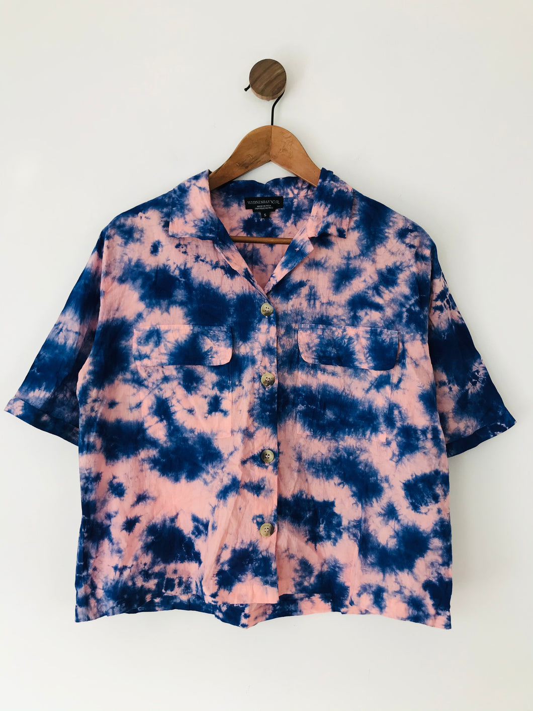 Wednesday’s Girl Women’s Tie Dye Oversized Shirt | UK8-10 S | Blue and Pink