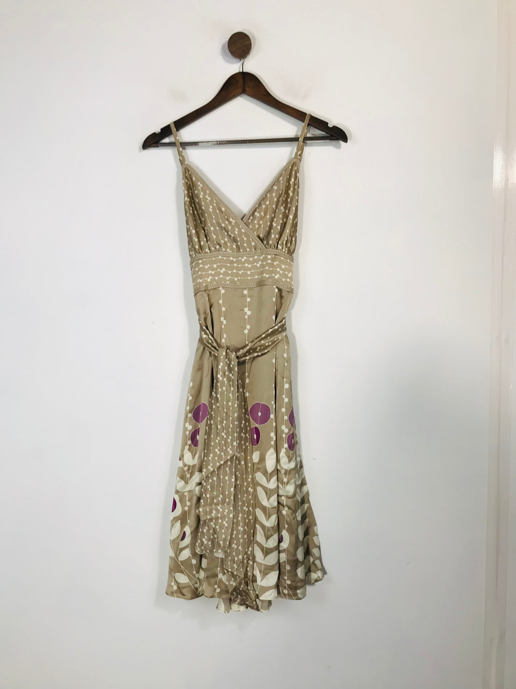 Ted Baker Women's Silk Floral A-Line Dress | 3 UK12 | Beige