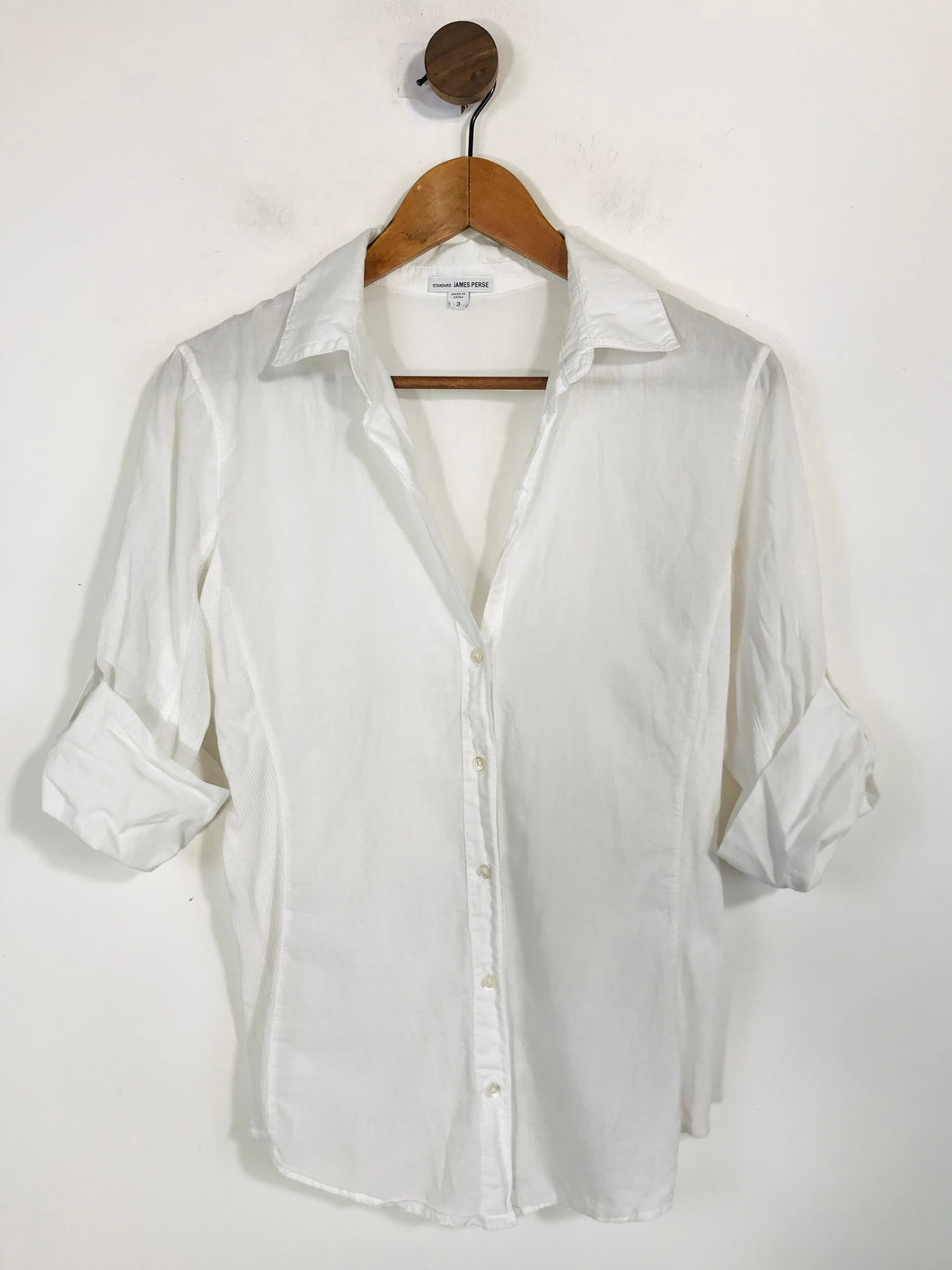 James Perse Women's Cotton Ribbed Blouse | 3 L | White