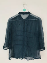 Load image into Gallery viewer, FARHI Women’s Sheer Polka Dot Blouse Shirt | UK10 | Navy Blue
