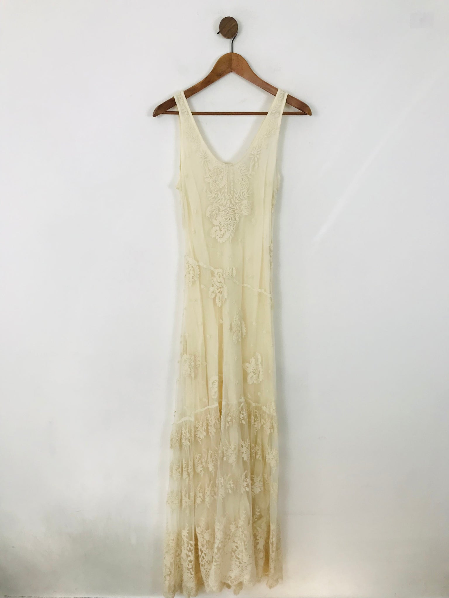 Zara Women's Floral Embroidered Mesh Maxi Dress | XS UK6-8 | White ReThread Zara Women's Floral Embroidered Mesh Maxi Dress | XS UK6-8 | White ReThread